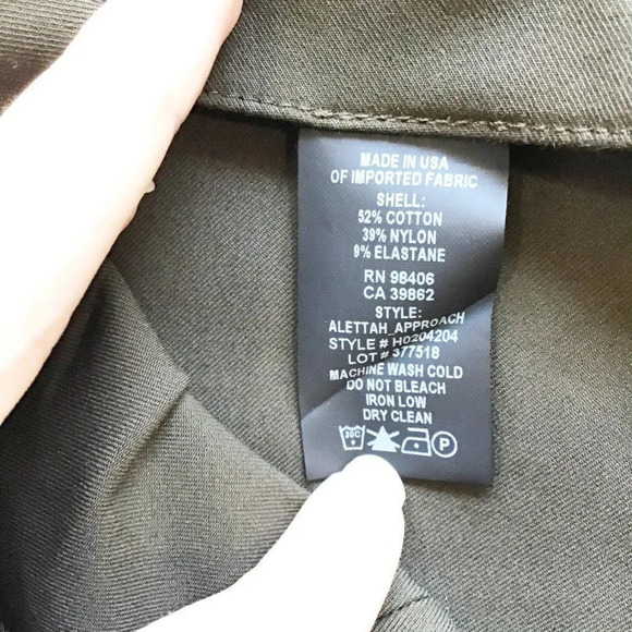 Theory Alettah Approach Pants Olive Green Size 6 - Picture 6 of 6